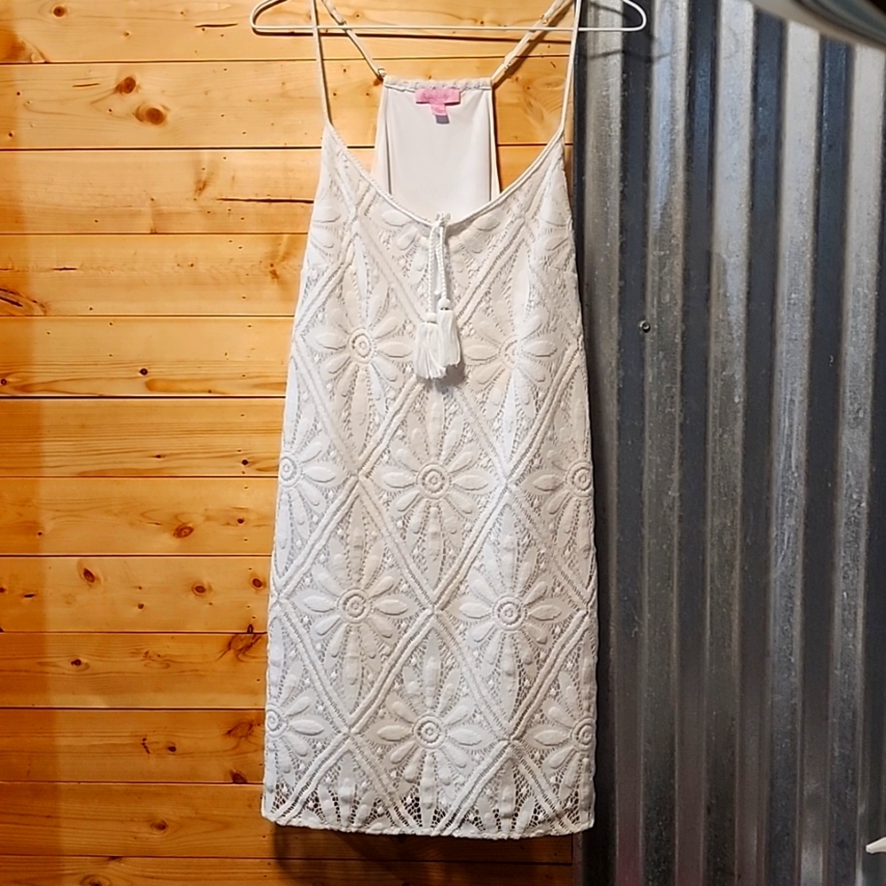 Lilly Pulitzer Delray Diamond Lace Dusk Dress Resort White Sz Medium